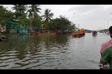 Celebs at Chennai Flood Relief Activities